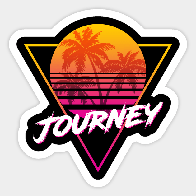 Journey - Proud Name Retro 80s Sunset Aesthetic Design Sticker by DorothyMayerz Base